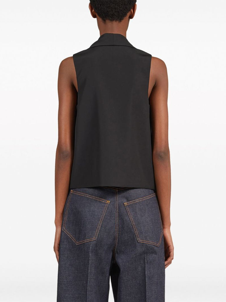 Black Sash Wool Waistcoat