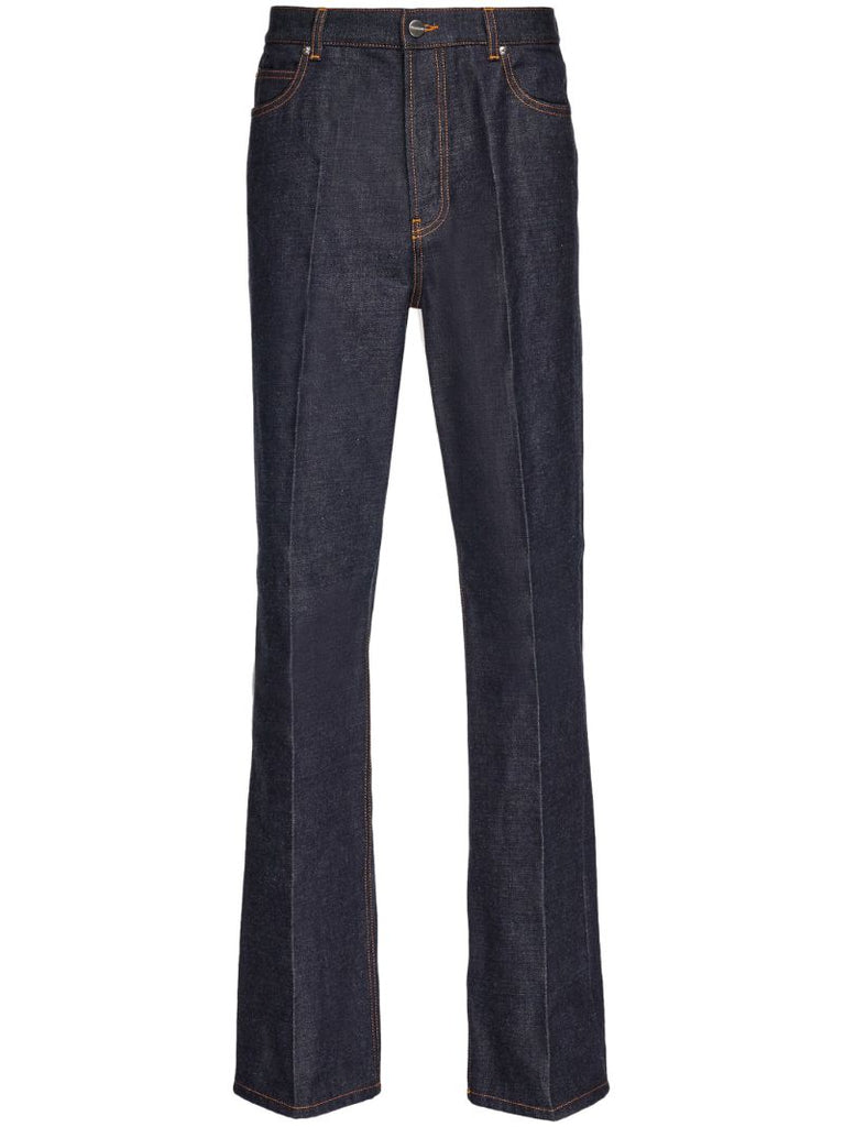 Blue High-rise Straight Jeans