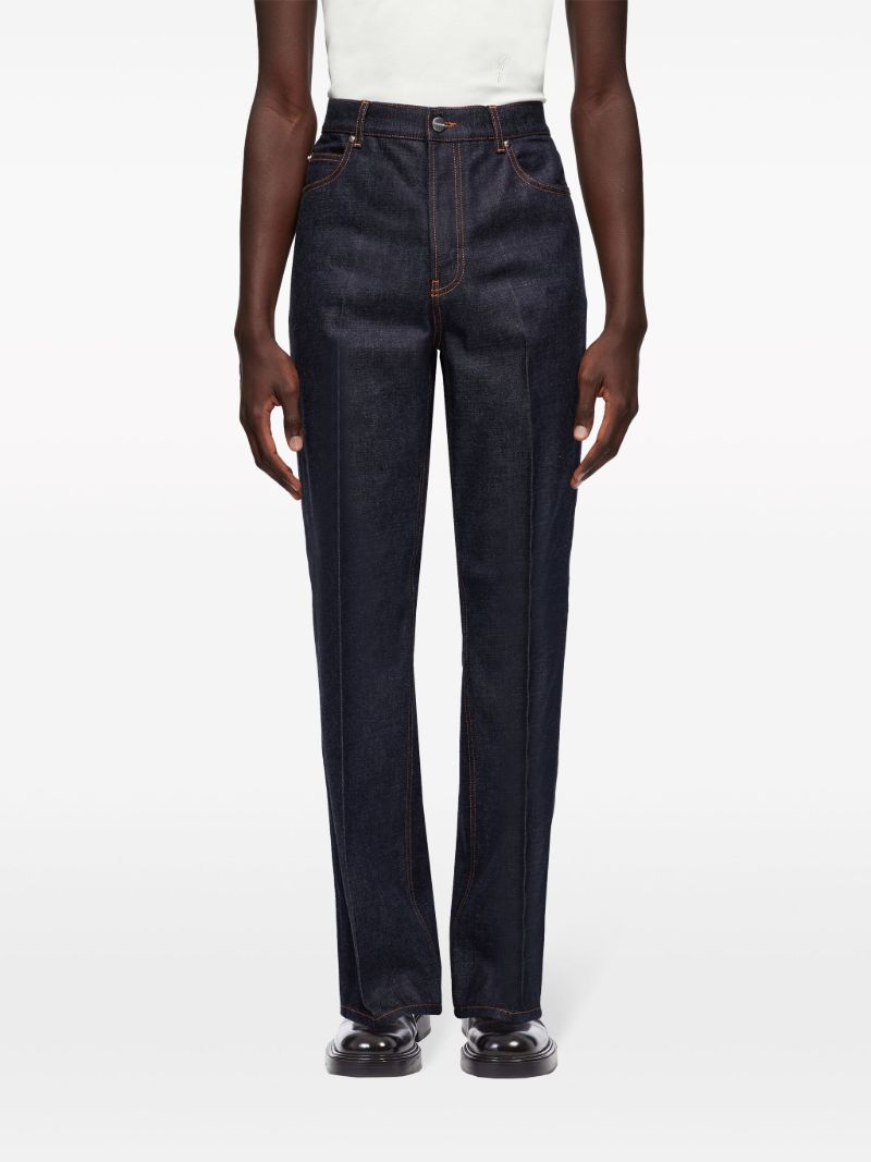 Blue High-rise Straight Jeans
