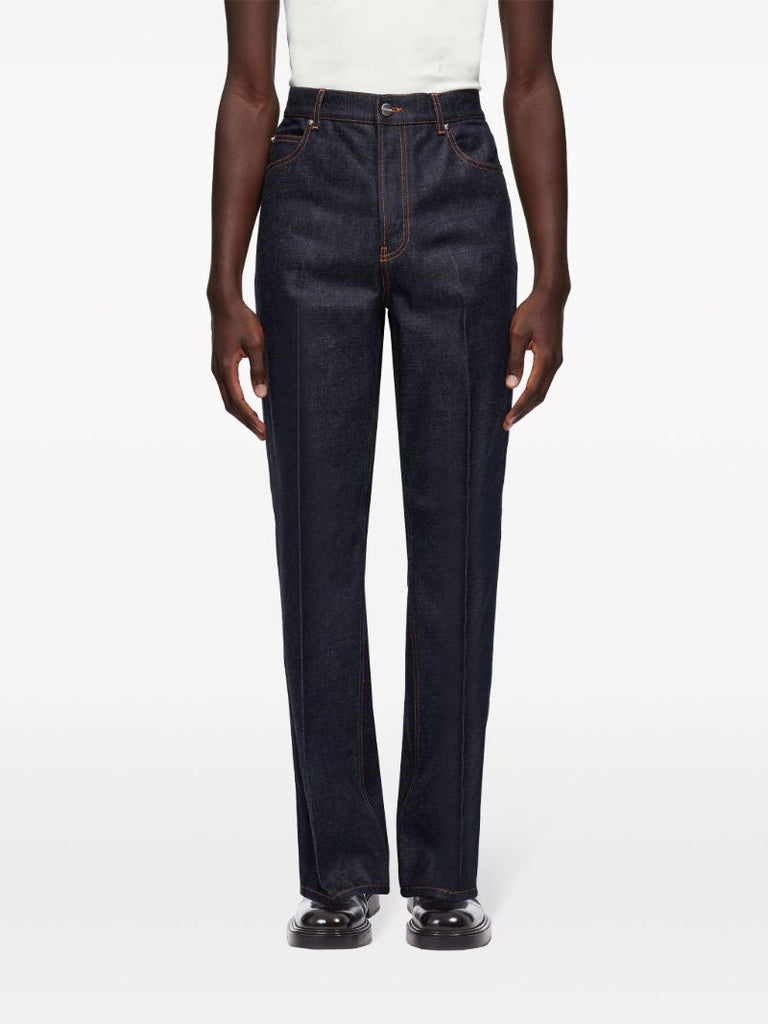Blue High-rise Straight Jeans