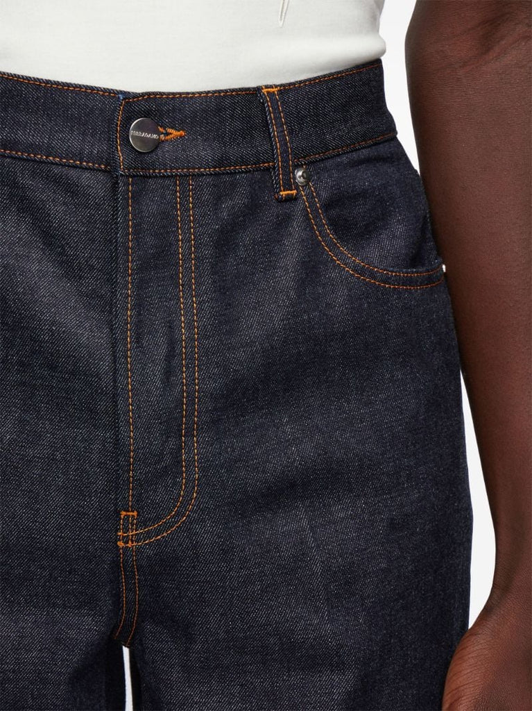 Blue High-rise Straight Jeans
