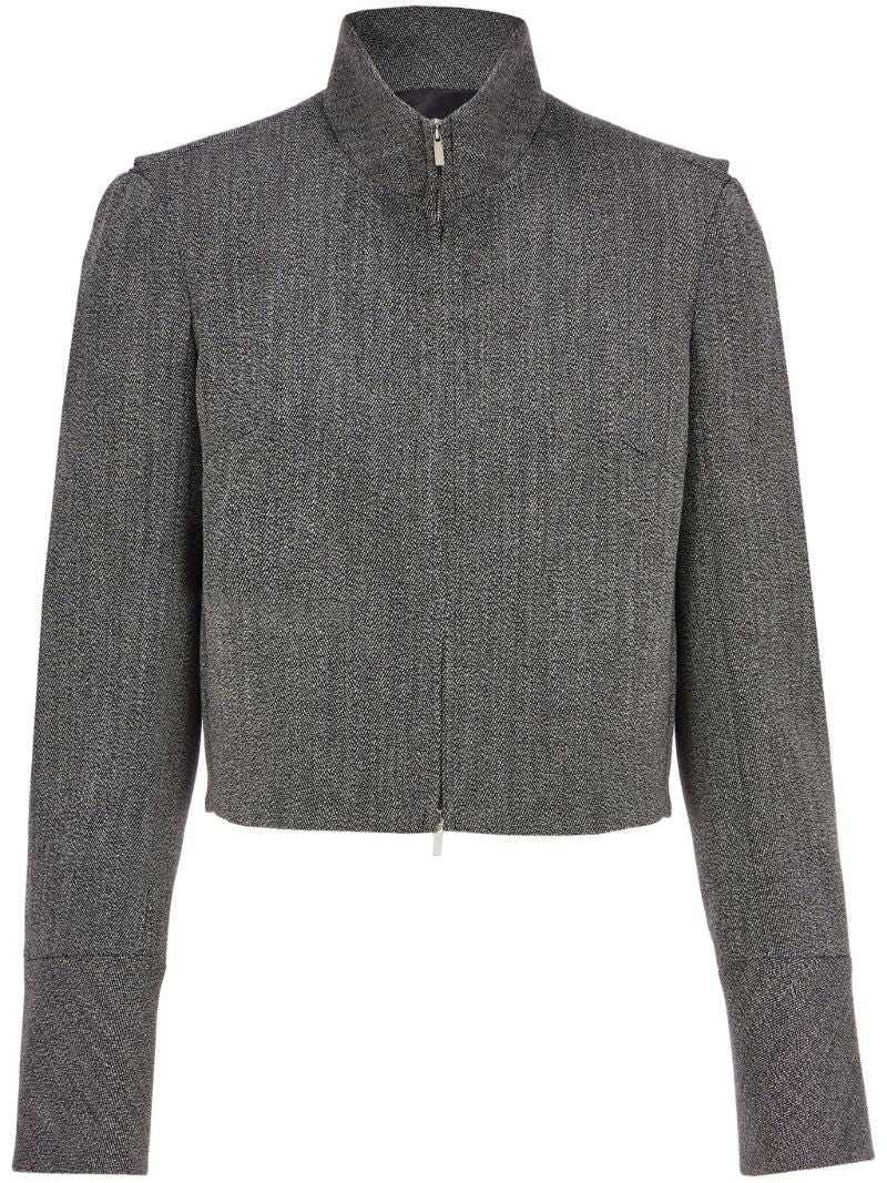 Black Tweed Wool Crop Jacket