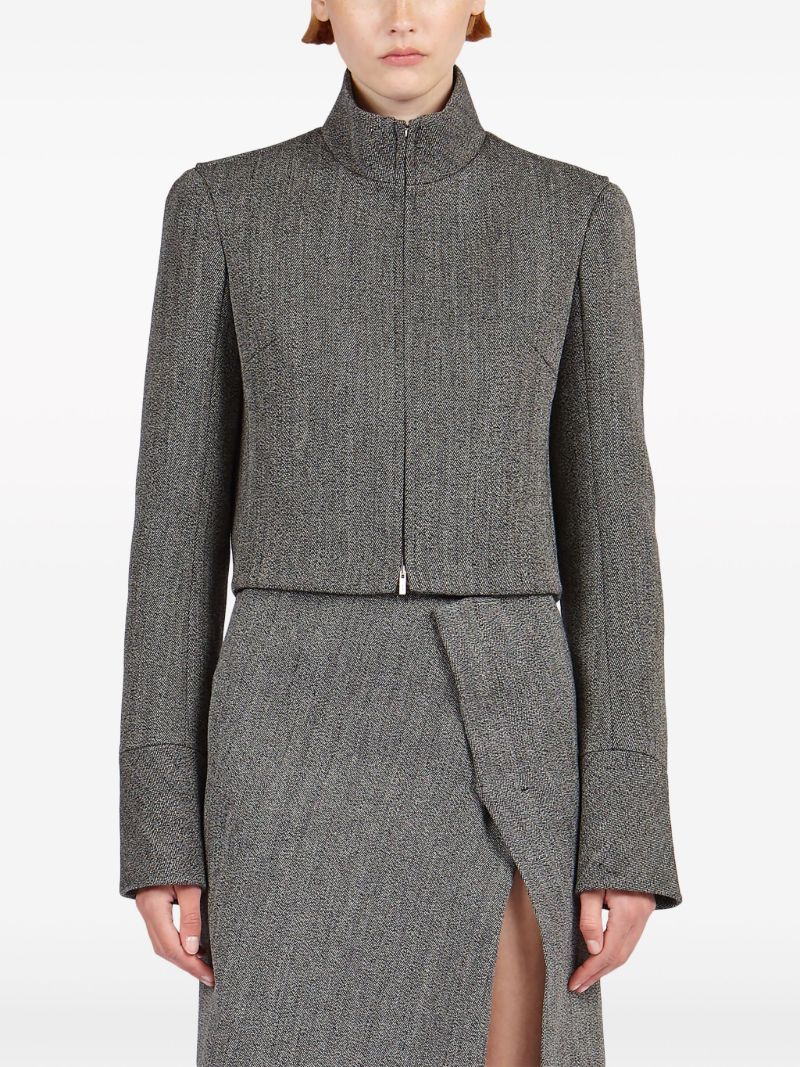 Black Tweed Wool Crop Jacket