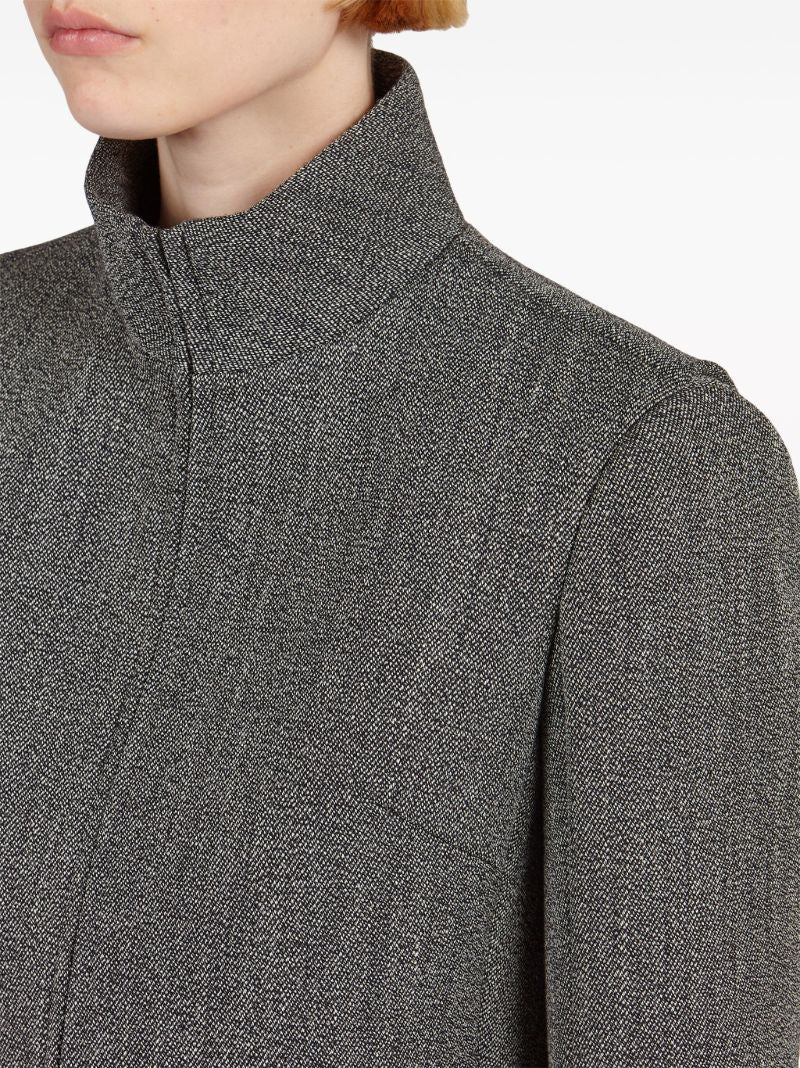 Black Tweed Wool Crop Jacket