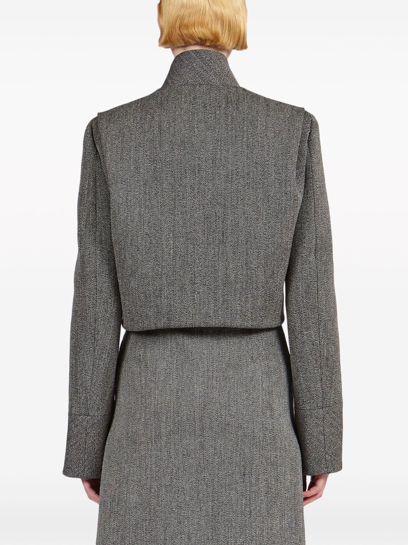 Black Tweed Wool Crop Jacket