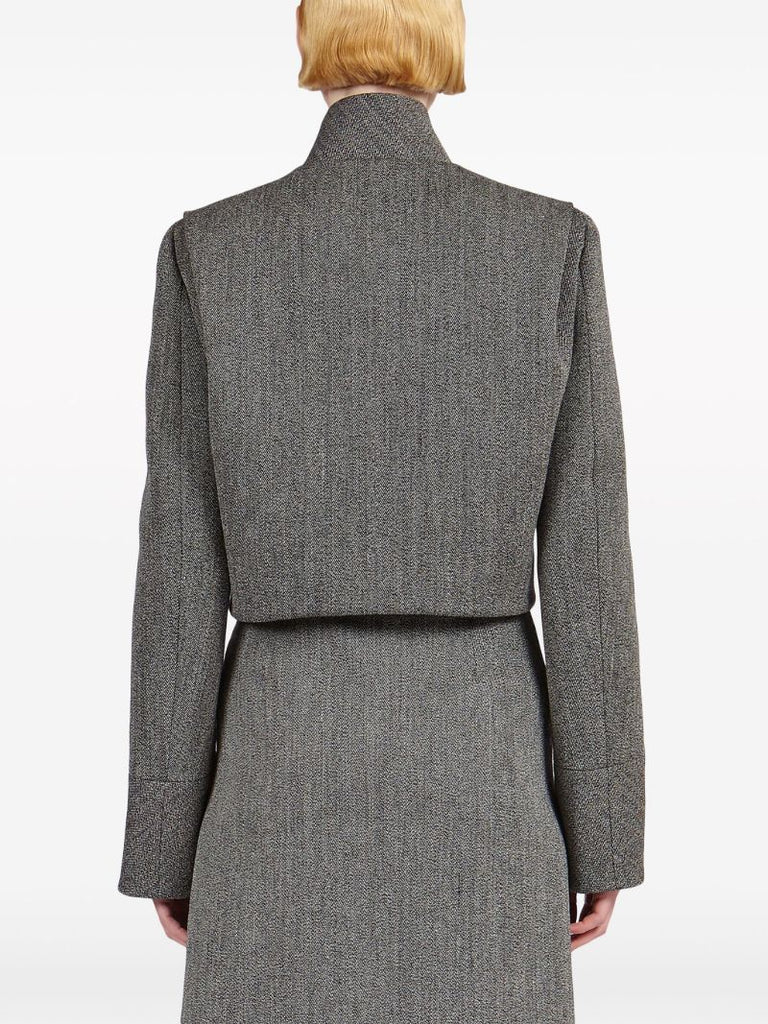 Black Tweed Wool Crop Jacket