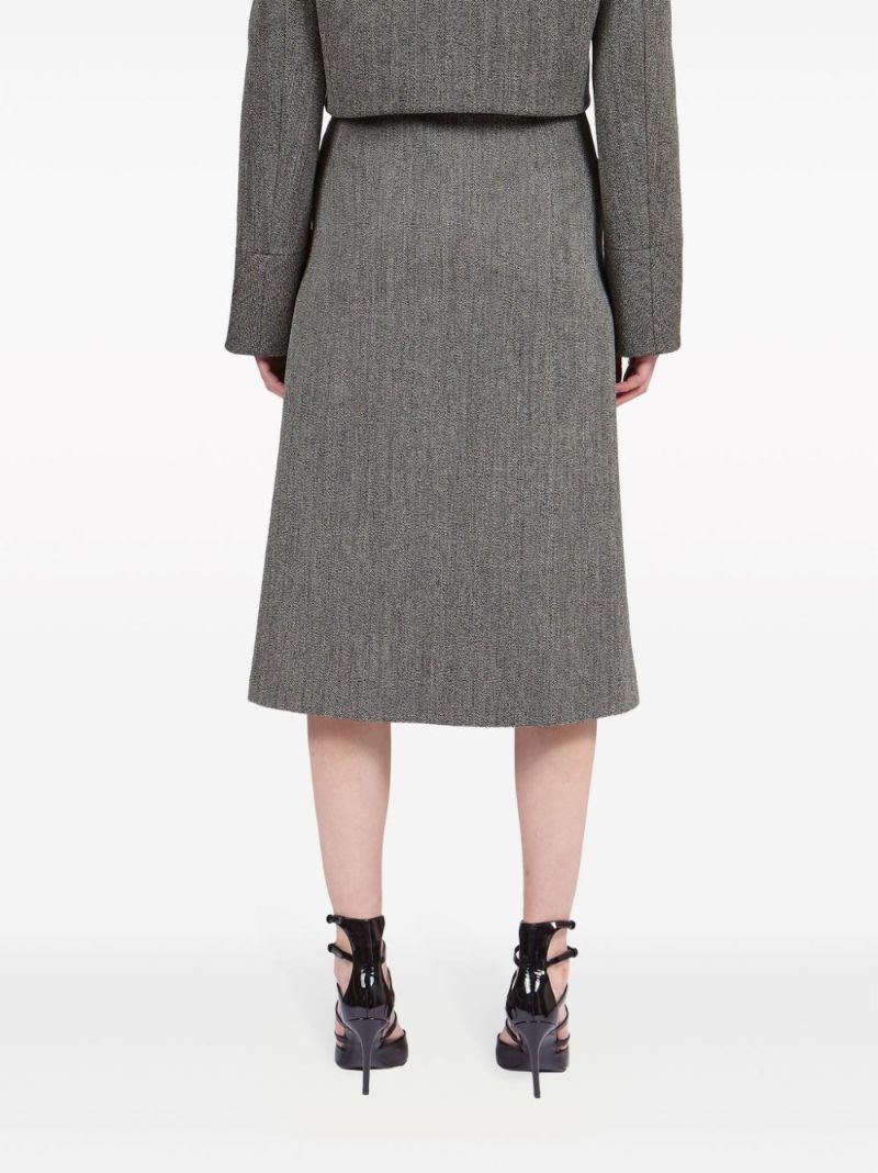 Grey Tweed Wrap Midi Skirt