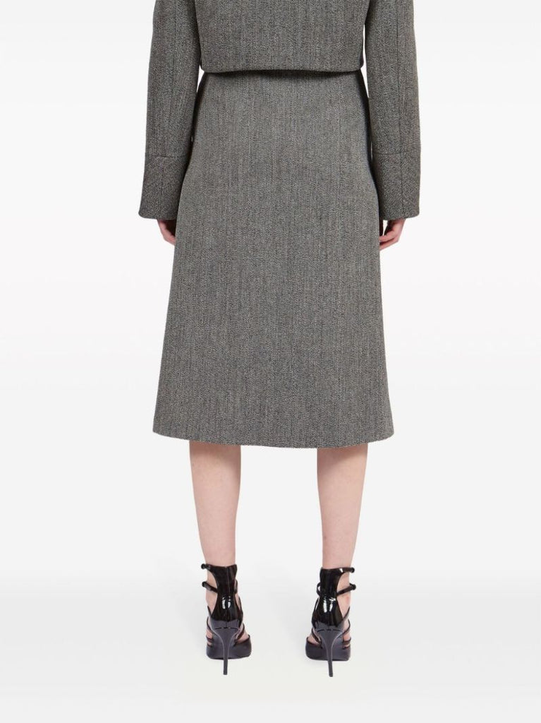 Grey Tweed Wrap Midi Skirt