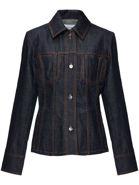 Blue Contrast-stitching Denim Jacket