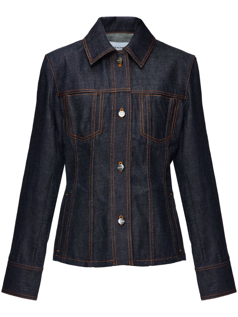 Blue Contrast-stitching Denim Jacket