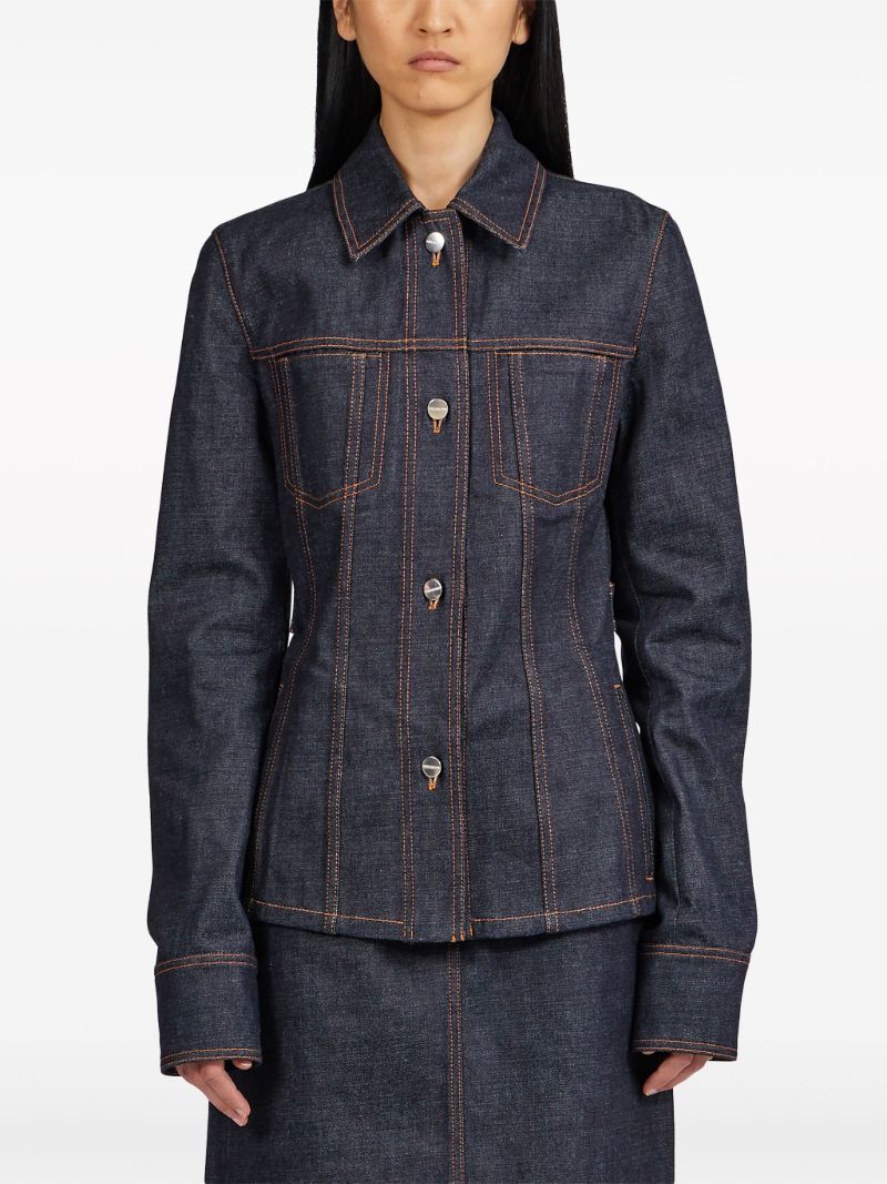 Blue Contrast-stitching Denim Jacket