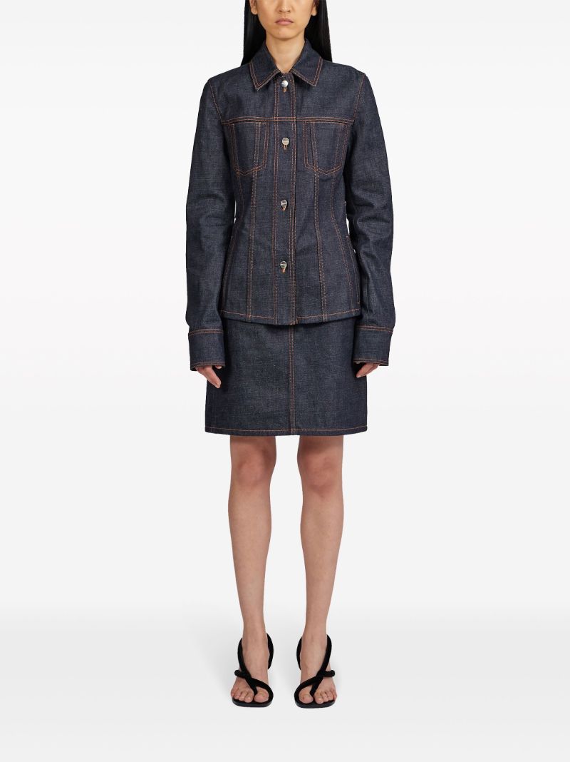 Blue Contrast-stitching Denim Jacket
