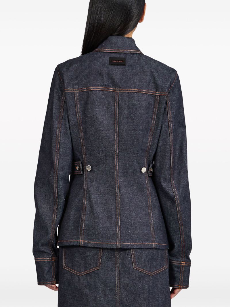 Blue Contrast-stitching Denim Jacket