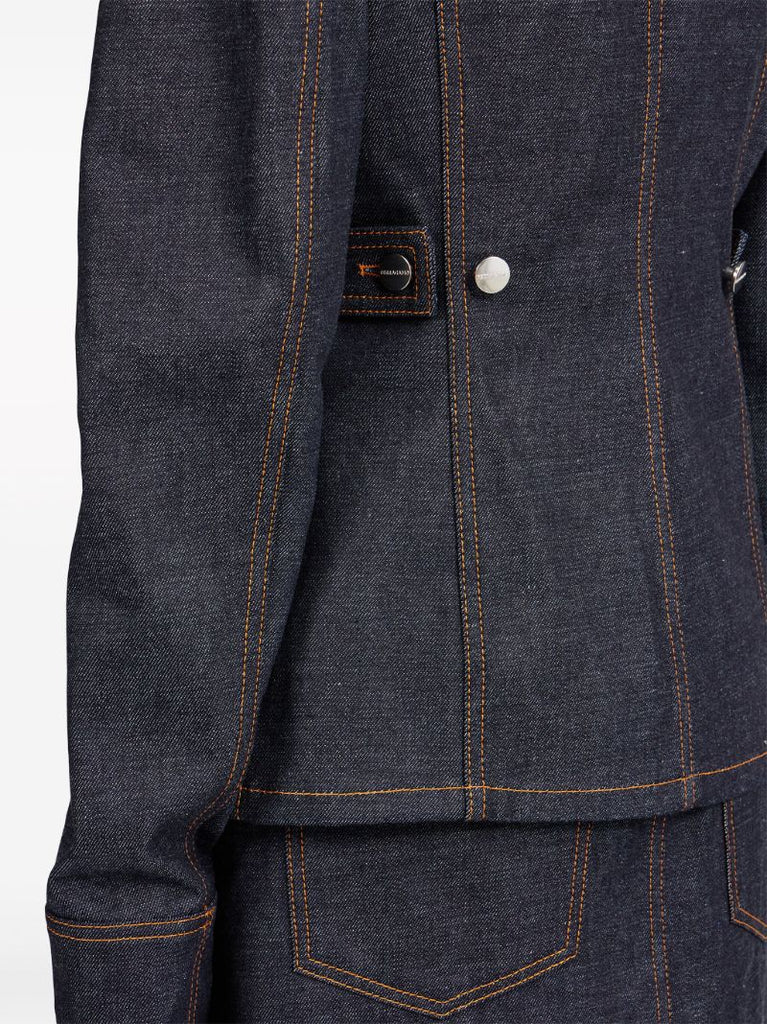 Blue Contrast-stitching Denim Jacket