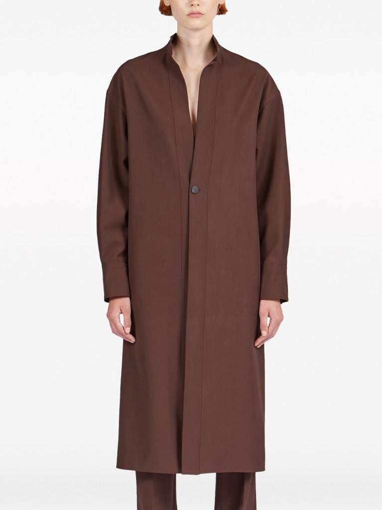 Brown Long-sleeve Wool Shirt Dress
