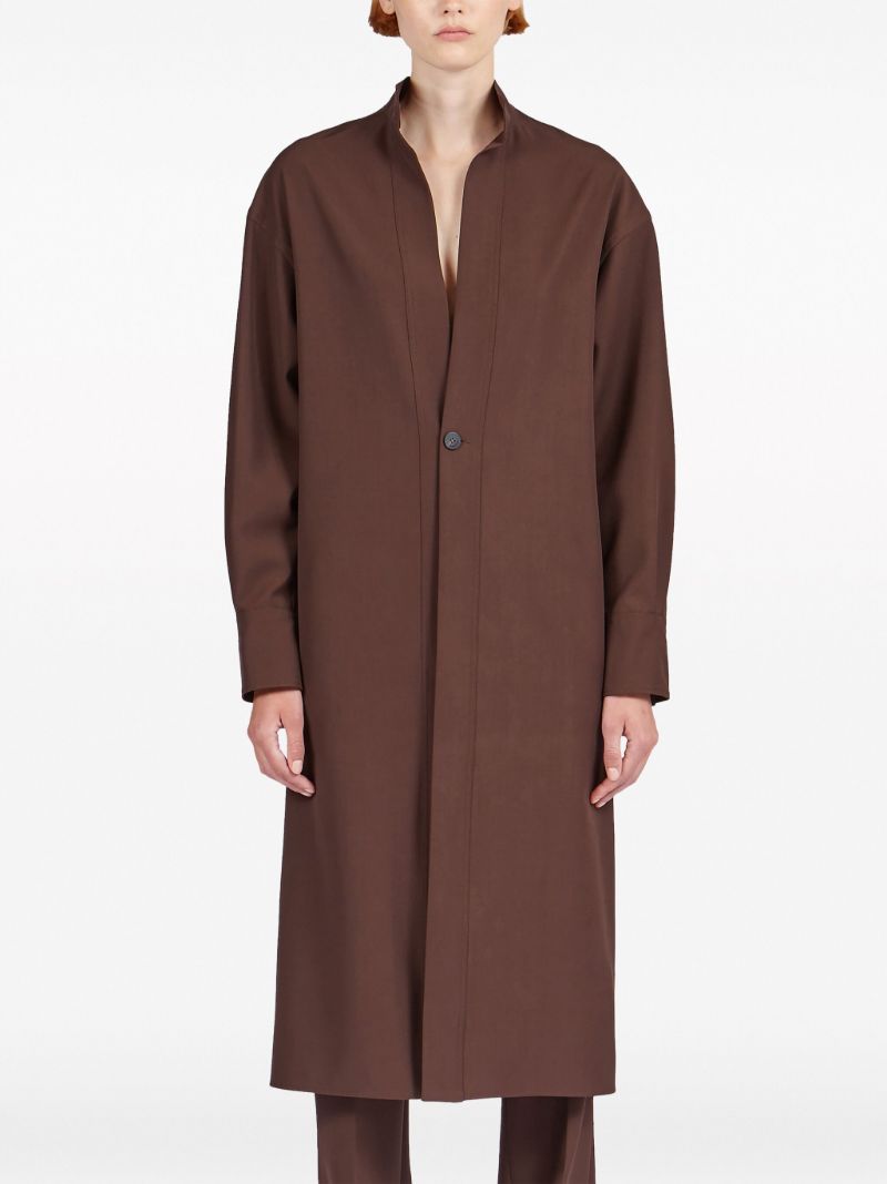 Brown Long-sleeve Wool Shirt Dress