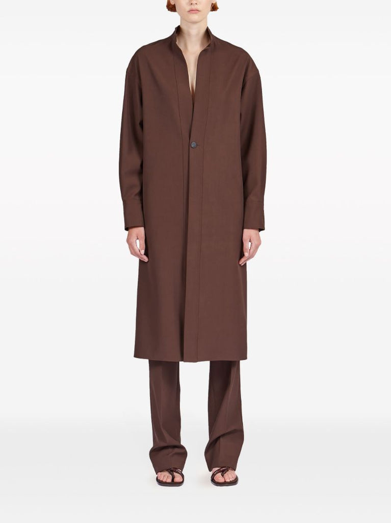 Brown Long-sleeve Wool Shirt Dress