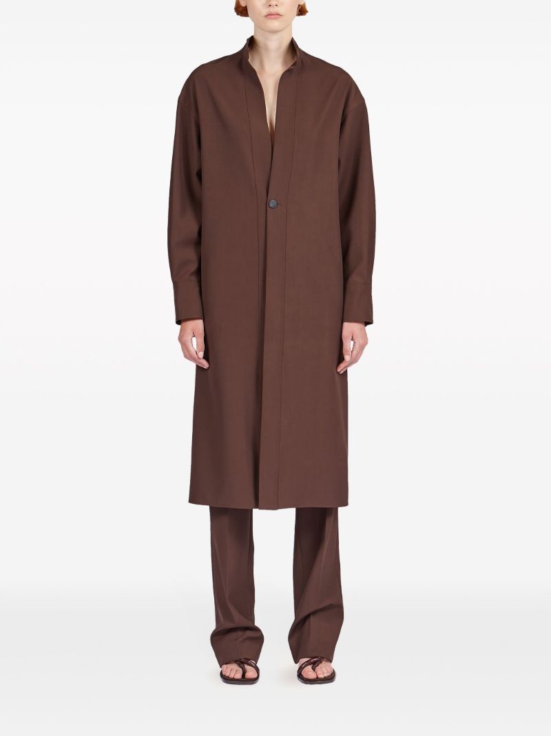 Brown Long-sleeve Wool Shirt Dress