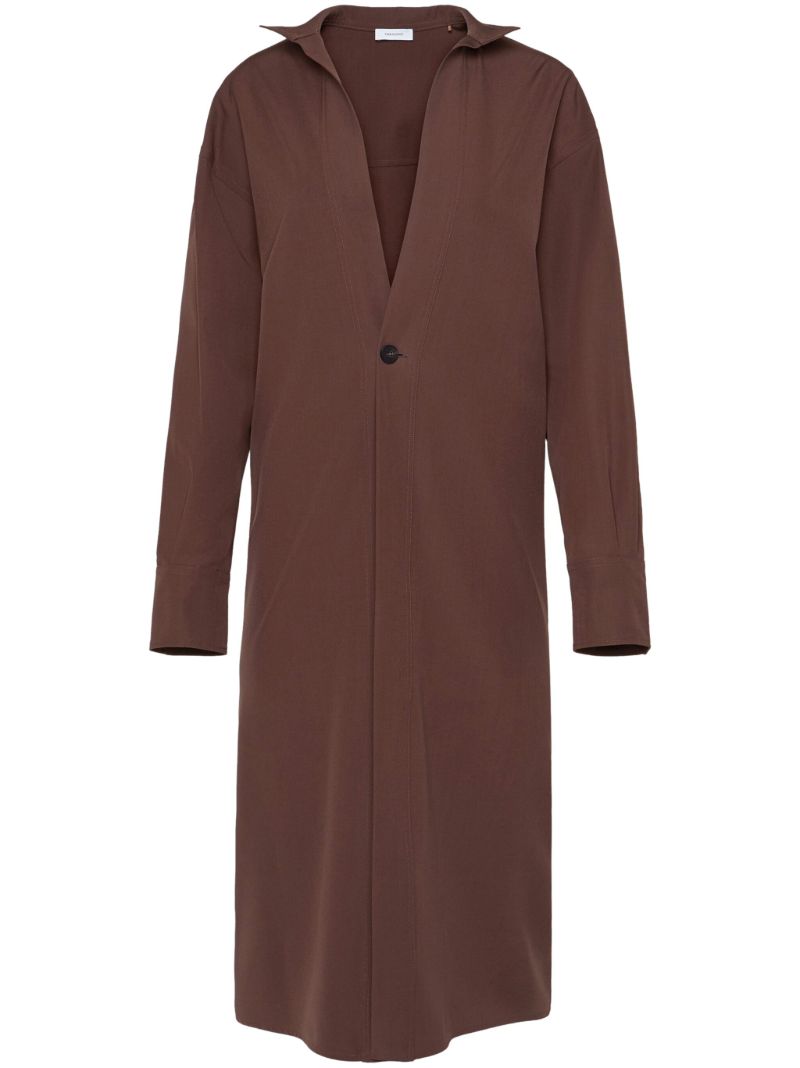 Brown Long-sleeve Wool Shirt Dress