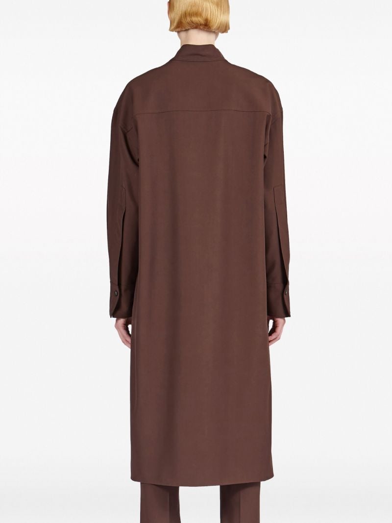 Brown Long-sleeve Wool Shirt Dress