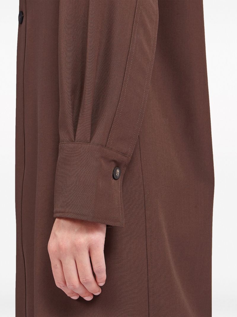 Brown Long-sleeve Wool Shirt Dress