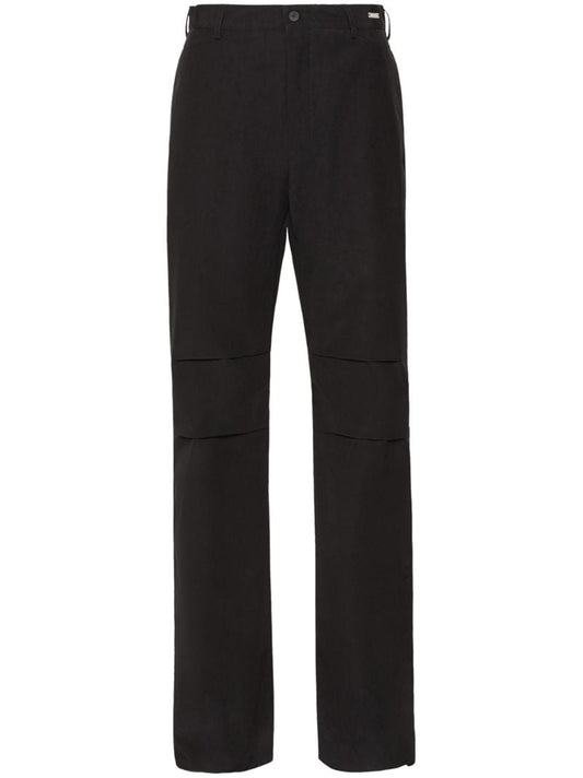 Black Pleat-detail Cargo Trousers