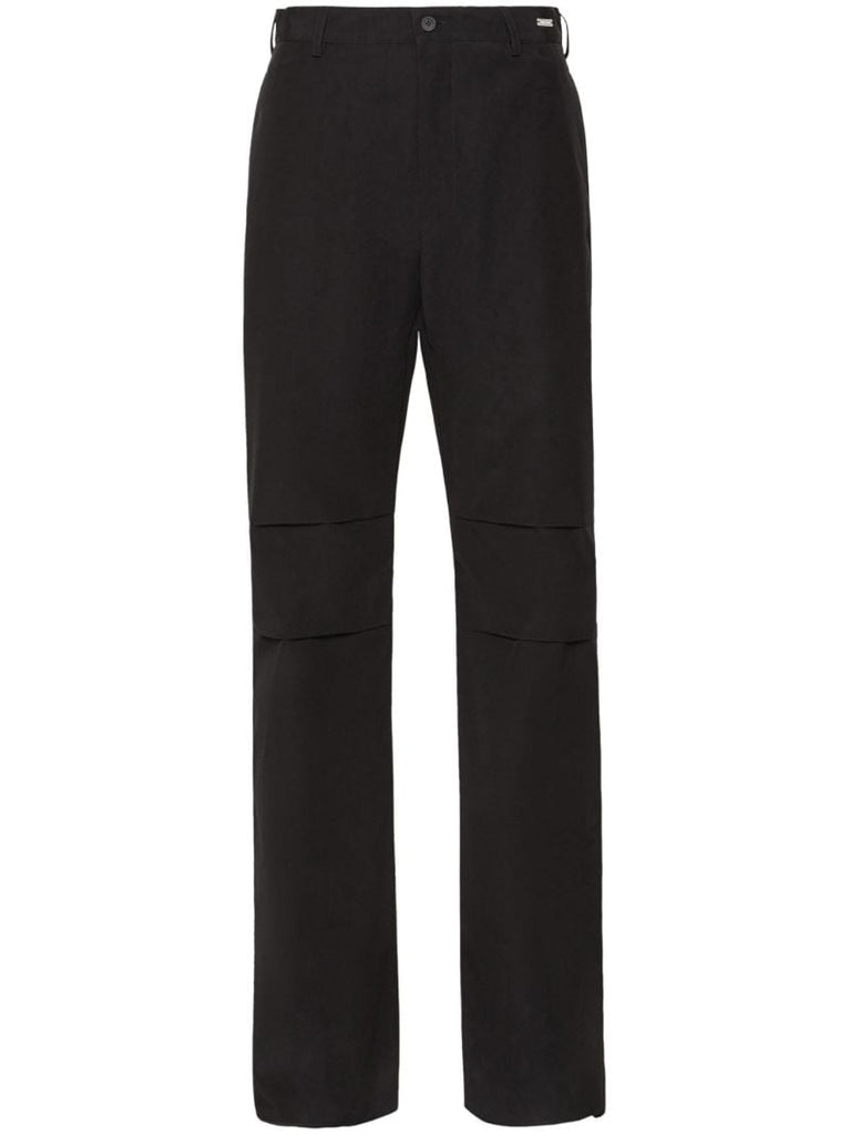 Black Pleat-detail Cargo Trousers