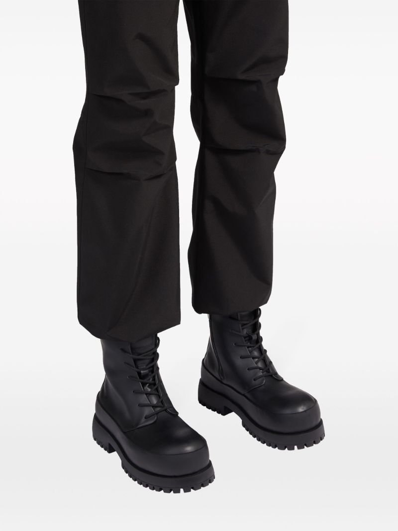 Black Pleat-detail Cargo Trousers