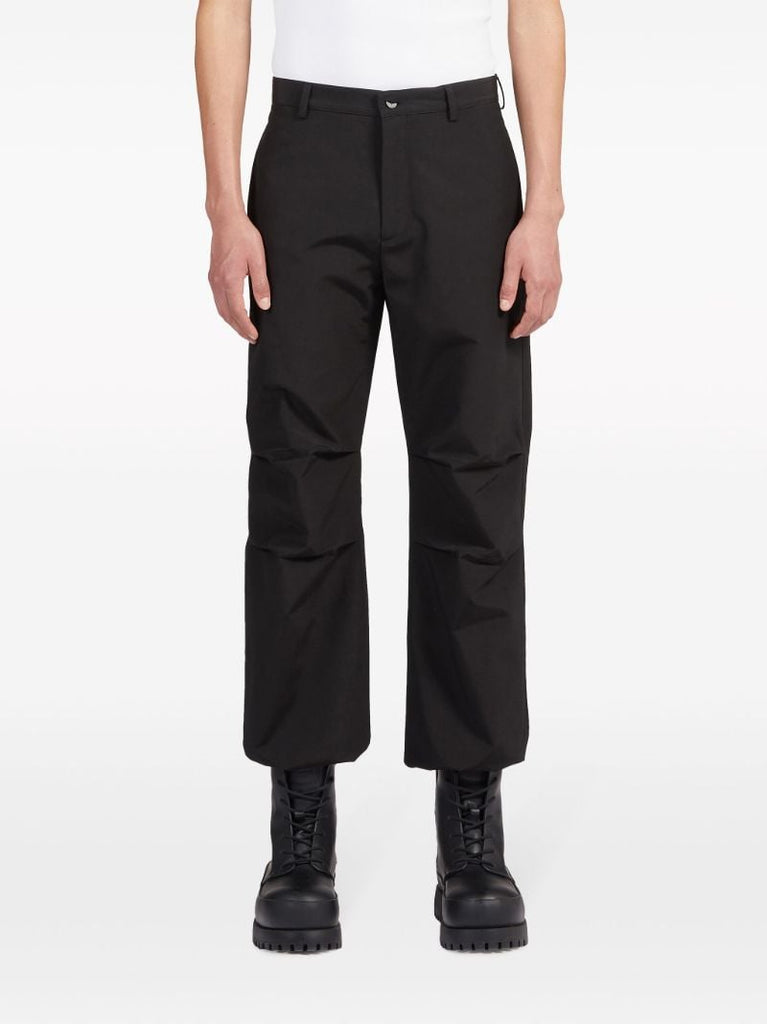 Black Pleat-detail Cargo Trousers