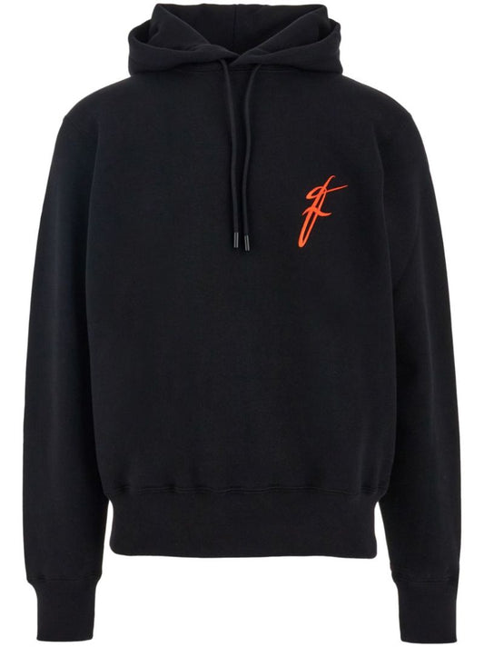 Black Logo-embroidered Cotton Hoodie