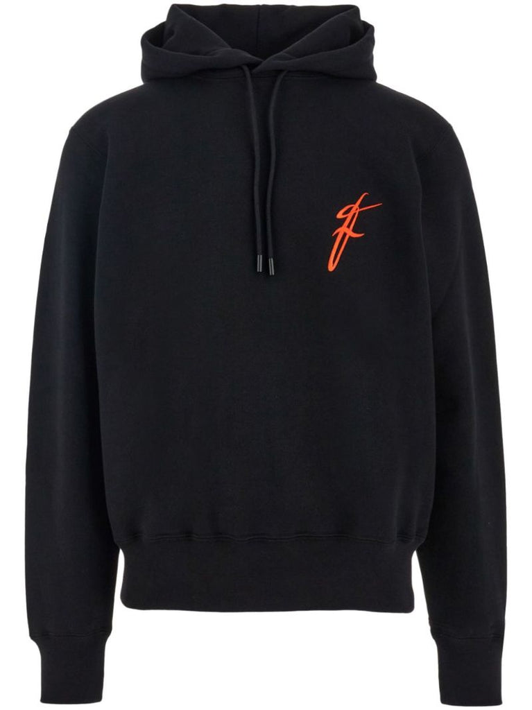 Black Logo-embroidered Cotton Hoodie