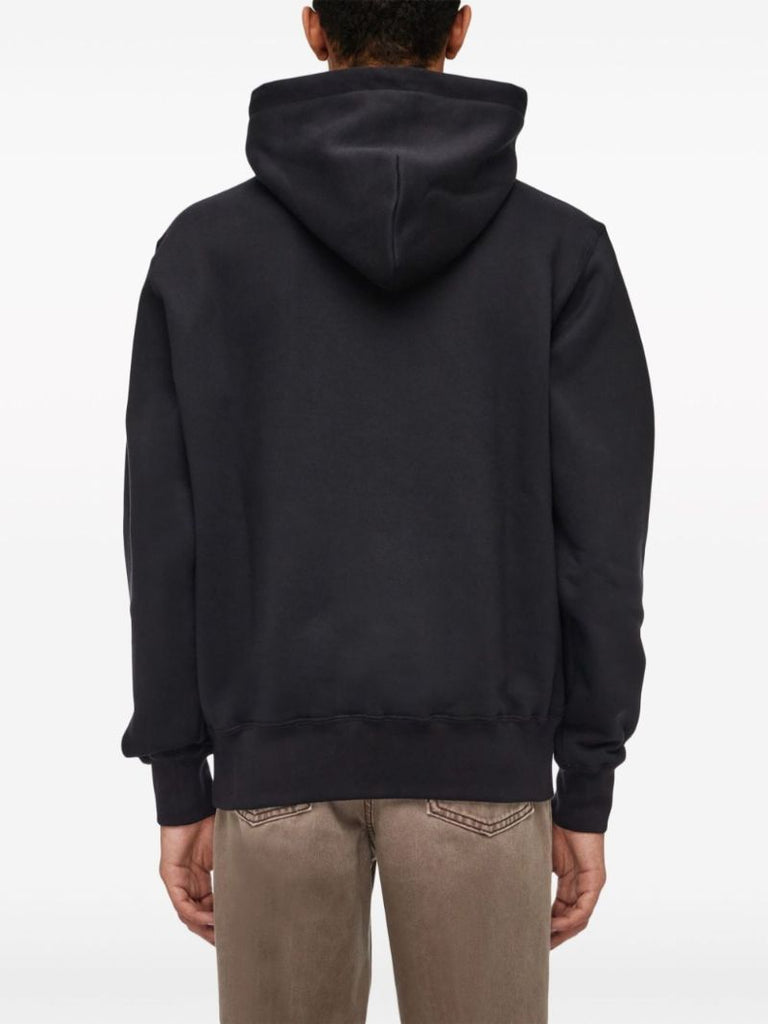 Black Logo-embroidered Cotton Hoodie