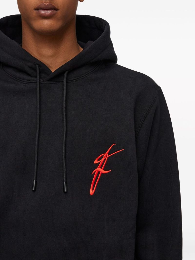 Black Logo-embroidered Cotton Hoodie