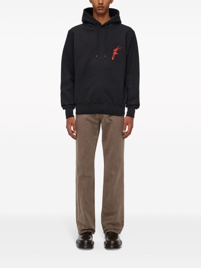 Black Logo-embroidered Cotton Hoodie