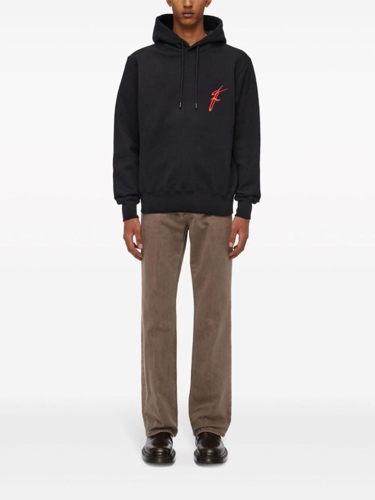 Black Logo-embroidered Cotton Hoodie