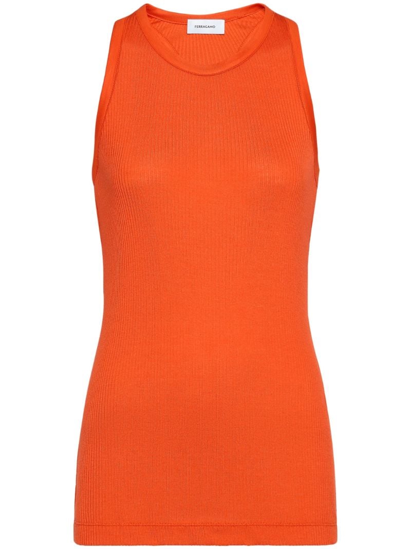 Orange Ribbed Tank Top
