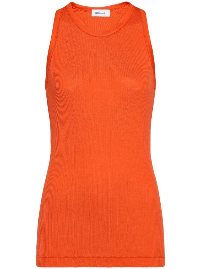 Orange Ribbed Tank Top