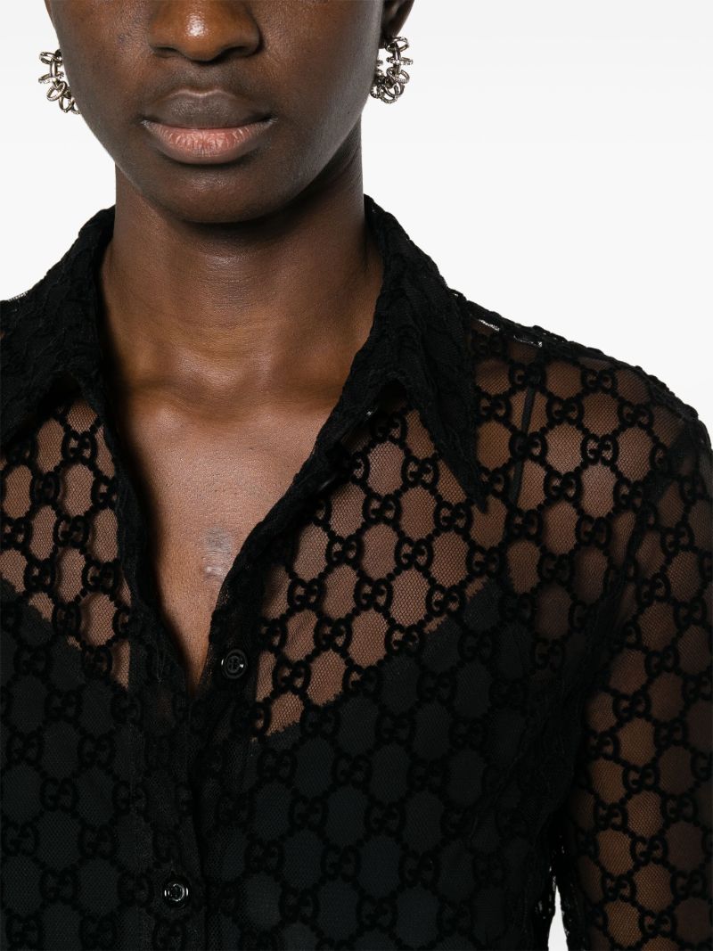Black Gg Tulle Shirt