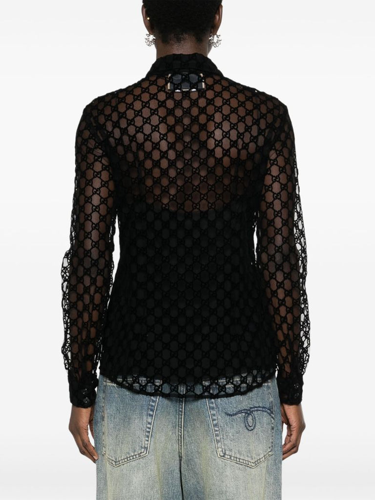 Black Gg Tulle Shirt