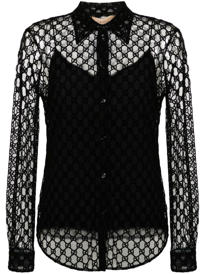 Black Gg Tulle Shirt