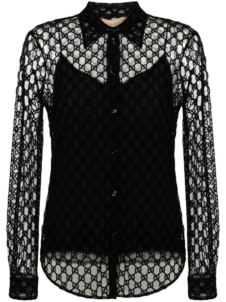 Black Gg Tulle Shirt