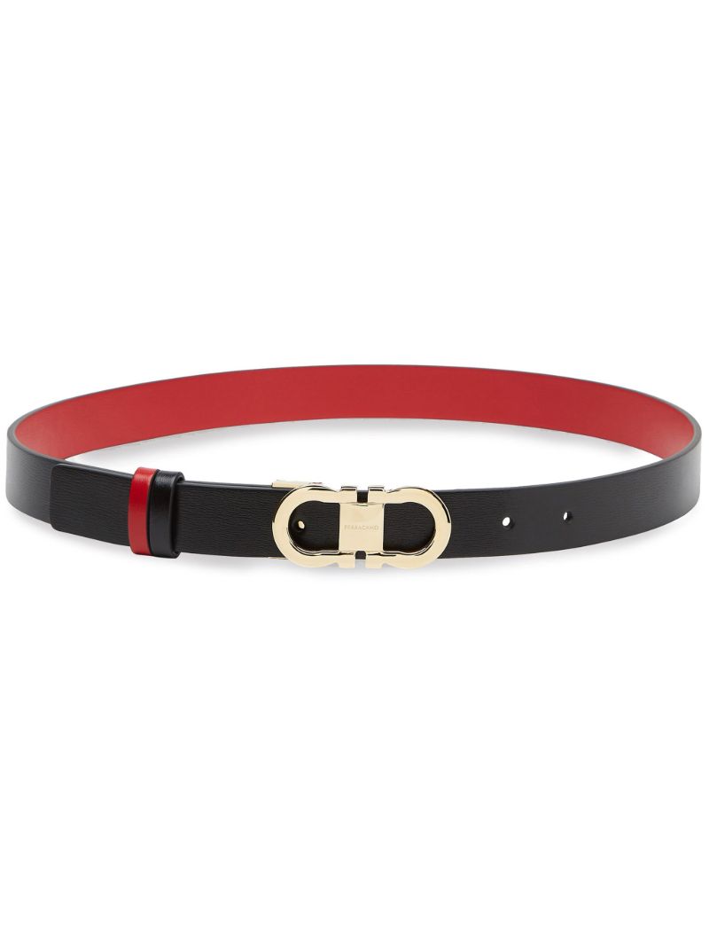 Black Gancini Reversible Leather Belt