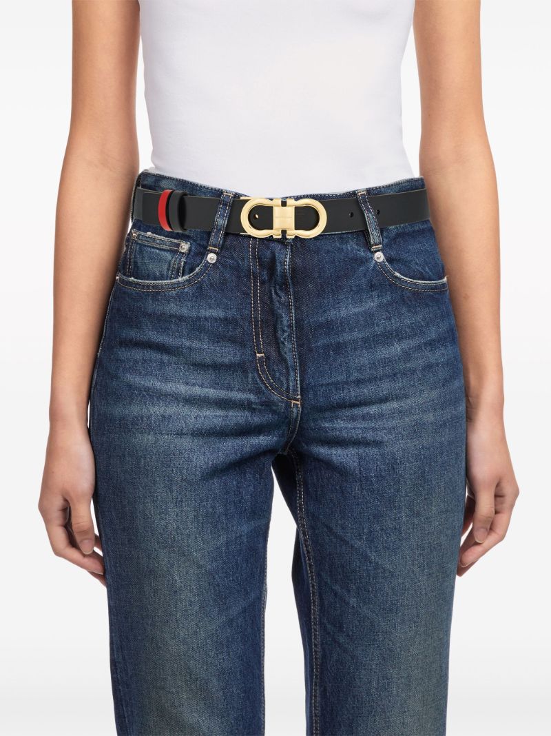 Black Gancini Reversible Leather Belt