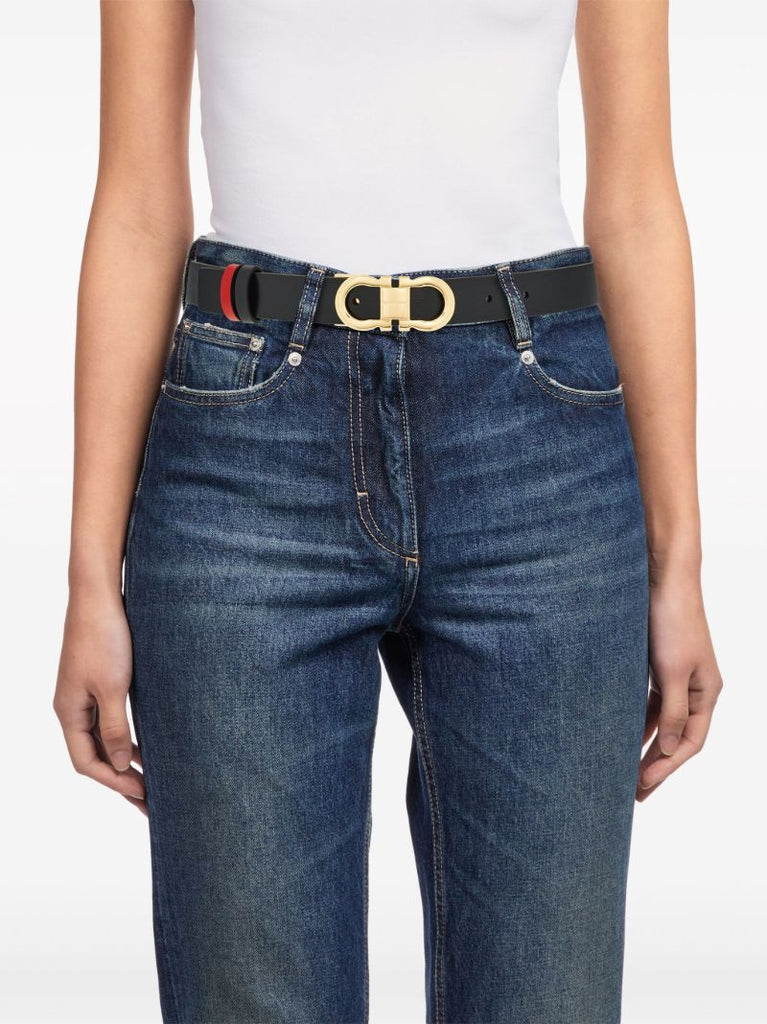 Black Gancini Reversible Leather Belt