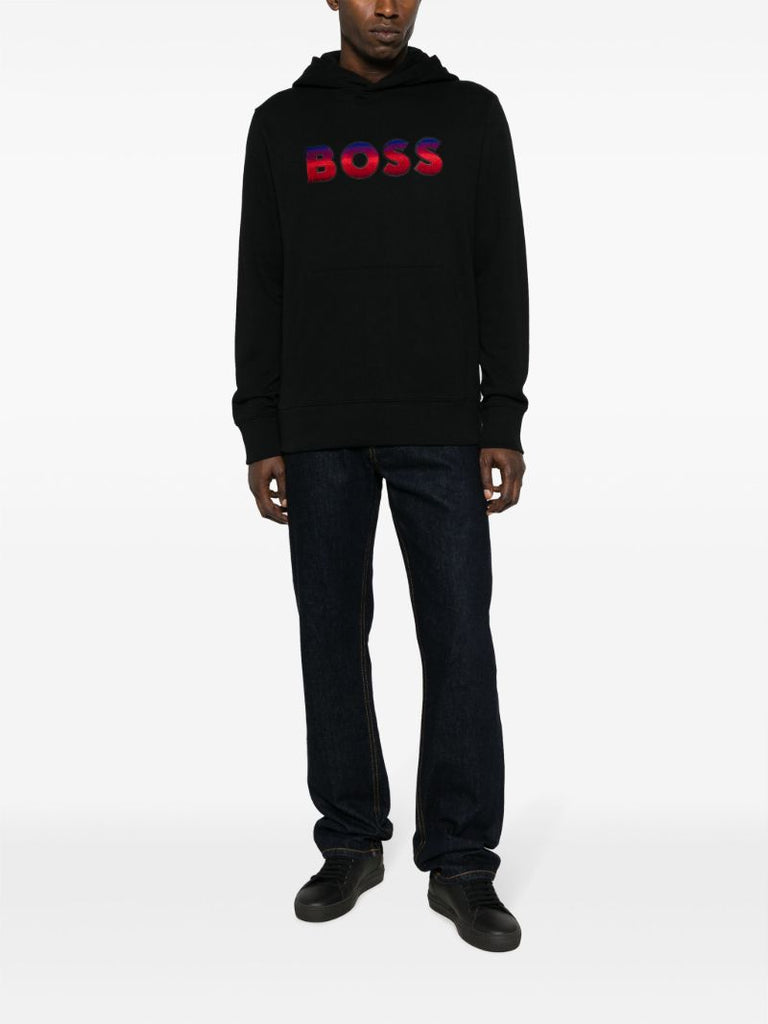 Black Gradient Logo Cotton Hoodie