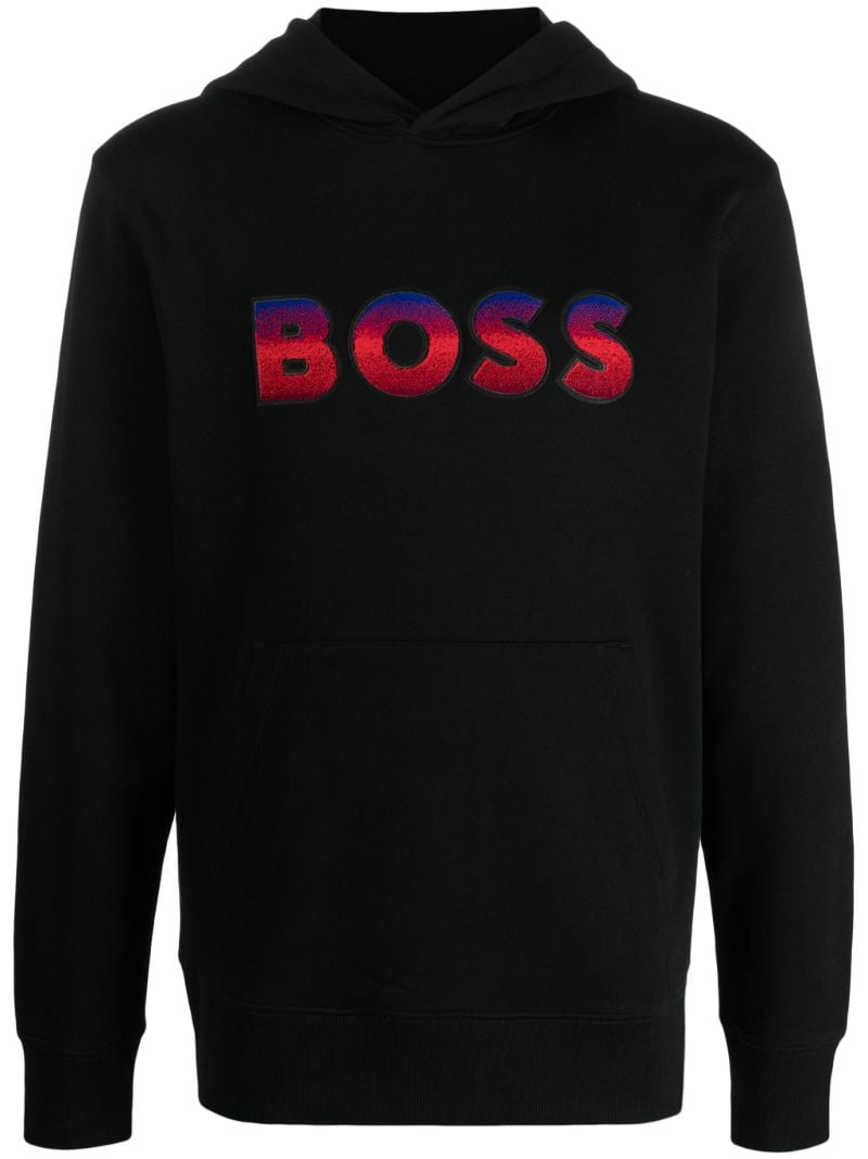 Black Gradient Logo Cotton Hoodie