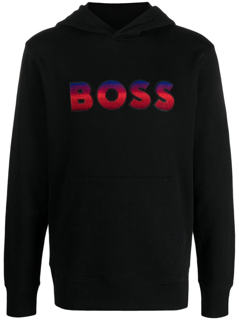 Black Gradient Logo Cotton Hoodie