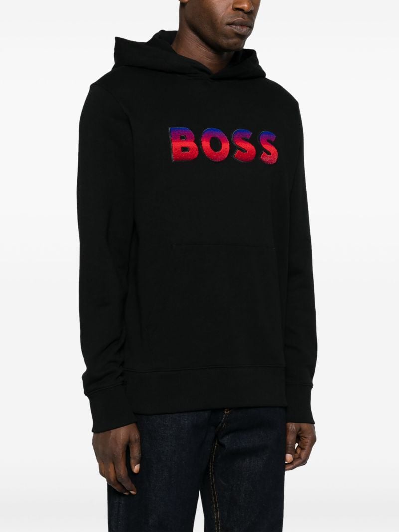 Black Gradient Logo Cotton Hoodie