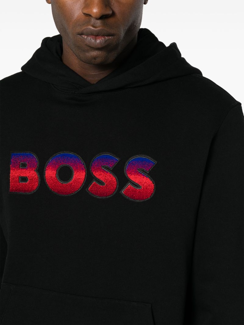 Black Gradient Logo Cotton Hoodie