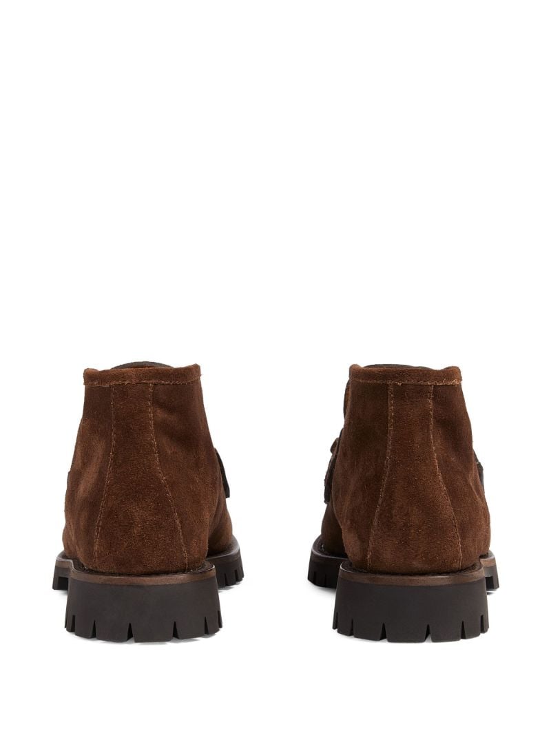 Brown Horsebit Suede Ankle Boots